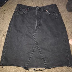 Black denim skirt